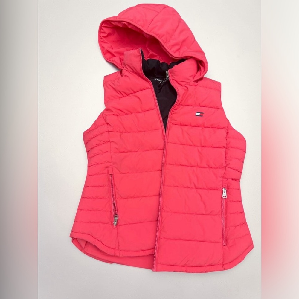 Tommy Hilfiger Sport Hot Pink Hooded Puffer Vest Size L